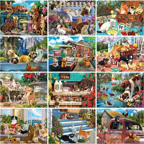 Evershine Diamond Embroidery Dog Mosaic Art Set Diamond Painting Cat Cross Stitch Animals Rhinestones Pictures Decor For Home