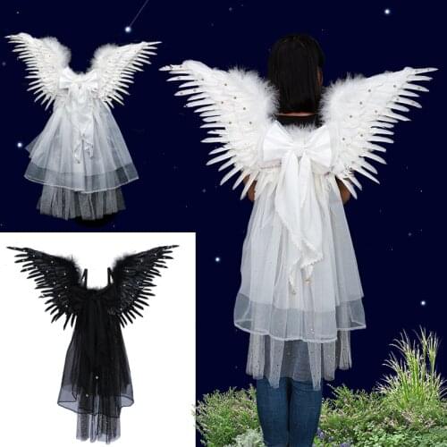 Angel Feather Wing Tulle Veil Costume Cosplay Fairy Photo Props Children Birthday Wedding Party home decor