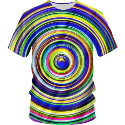 IFPD EU Size Summer Men Casual Cool Print Abstract Color Swirl Dizzy 3D T-shirt Man Hiphop Short Sleeve O Neck TShirts Drop Ship