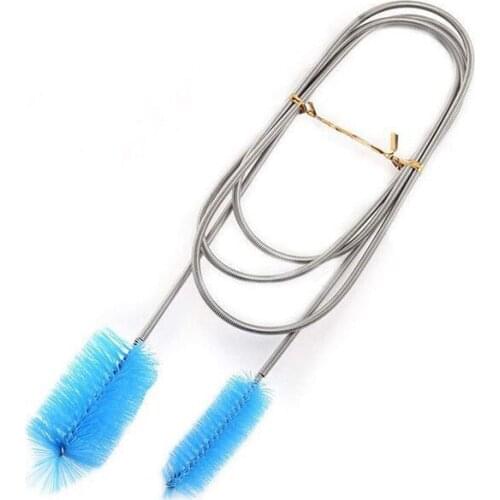 Stainless Steel Tube Cleaning Brush Single Double Head Flexible Aquarium Fish Tank Filter Pump Hose Pipe Brushes Cleaner