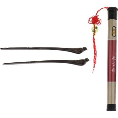 Exquisite 1 Pair Ebony Dulcimer Hammer Mallets with 1x Storage Case Box