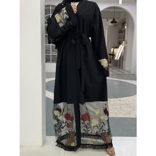 Cardigan Robe Stitching Embroidery Turkey Mature Intellectual Cardigan Solemn muslim fashion islamic clothing muslim sets