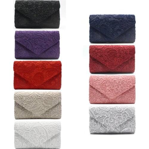 Envelope Ladies Bag Evening Party Prom Women Satin Lace Bag Bridal Smart Clutch Bag Blue