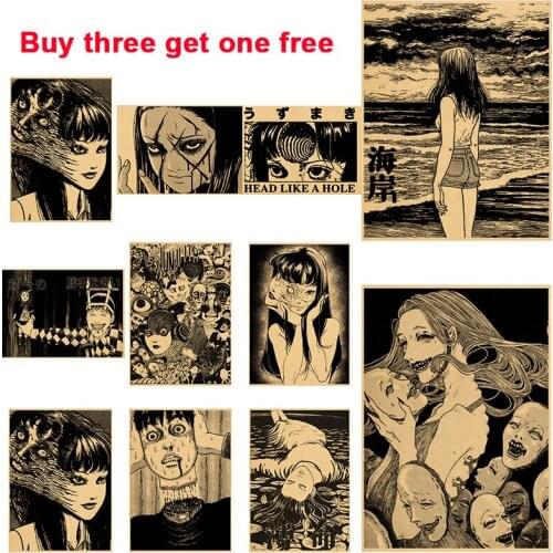Buy 3 Get 4 Japanese Animation Another Face Horror Thriller Poster Vintage Brown Paper Poster Bar Cafe Study Bedroom Decoration