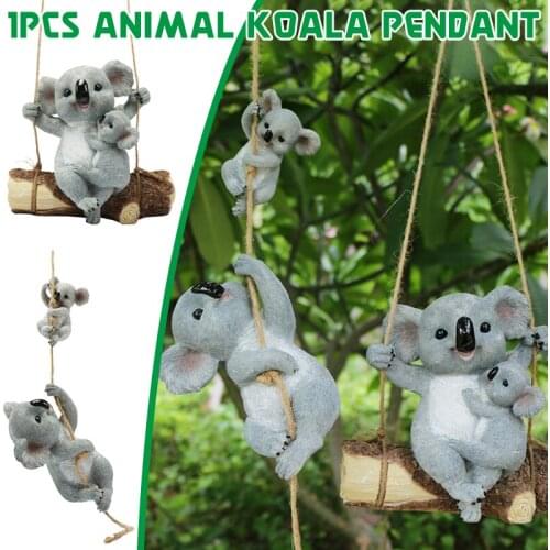 HOT Hanging Resin Cute Koala Swinging Koala Garden Figurine Statue for Patio Yard Garden Decoration Garden Decoration Outdoor