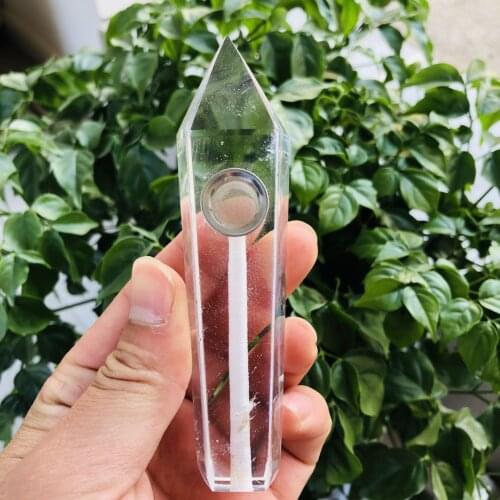 MOKAGY 10cm Natural White Smelt Stone Quartz Crystal Smoking Pipes 1pc