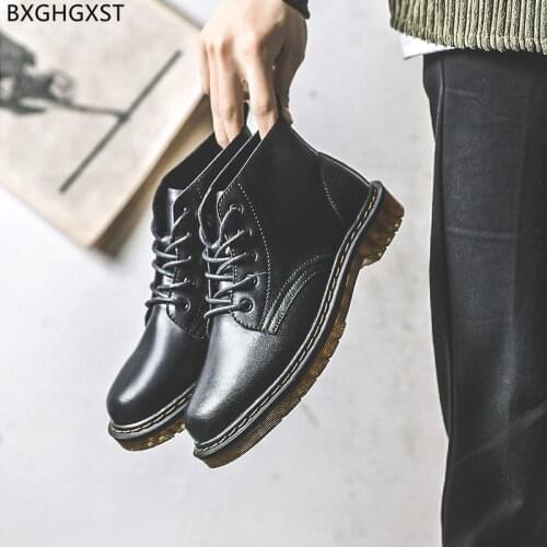Black Ankle Boots for Men Male Designer Shoes Men Brown Martens Boots for Man 2021 Leather Boots Men Casual Shoes Chaussure
