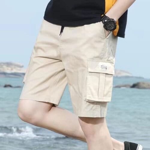 Men Cargo Short Pants Casual Shorts Cotton Men Beach Shorts Sports Running Gym Cropped Shorts Drawstring Workout Shorts Clothing