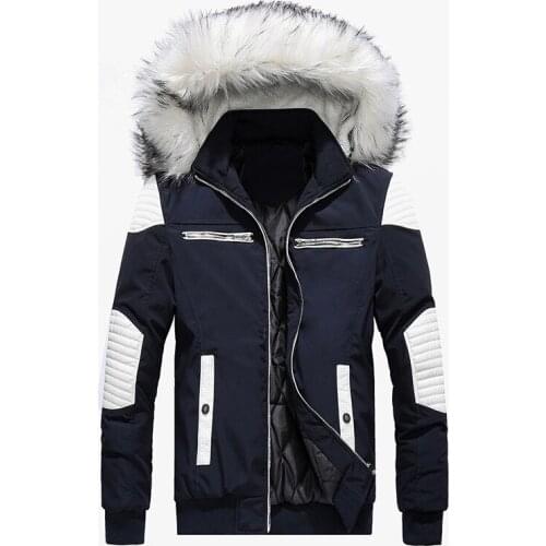 Men Winter Jackets Fur Collar Hooded Coat Fad Thick Coat Men Parkas Jackets Warm Overcoat Outwear