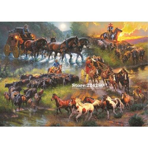 Herd running horses animal Needlework,sets Cross stitch Handmade 14CT Canvas DIY,Cross-stitch kits,For Embroidery Arts Home