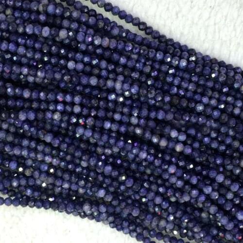 Natural Genuine Blue Sapphire Hand Cut Faceted Rondelle Loose Small Beads 15"