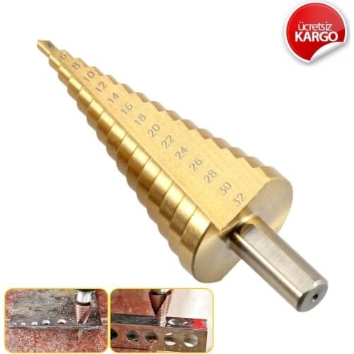 GERMAN MADE STAINLESS KADEMELİ DRILL BIT-SHEET DRILLING BIT 4 - 32 mm DIAMOND TIP