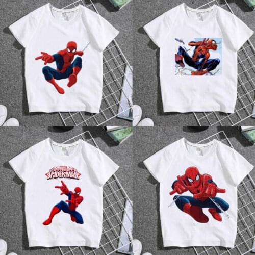 2021 New Summer Childrens Clothing Spider Man Hero Cartoon Childrens T-shirt Round Neck Short Sleeve Boys GraphicTee
