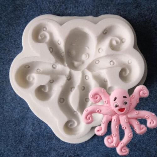 Ocean Series Octopus Fish Grain Sugar Cake Silicone Mold Chocolate Mold Manufacturers Direct Sales A1538