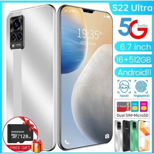 Global Version New 5G Smartphone 16GB+512GB Large Memory for Samsung Galaxy S22 Ultra Cellphone Huawei Xiaomi Apple Mobile Phone
