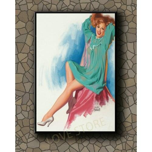 P450 Vintage Beautiful Pin-up Girl Classic Picture 596 Silk Fabric Poster Art Decor Indoor Painting Gift