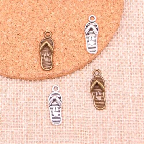 20pcs Antique Silver Plated flip flops slipper Charms Pendants Fit Jewelry Making Findings Accessories 21*8mm