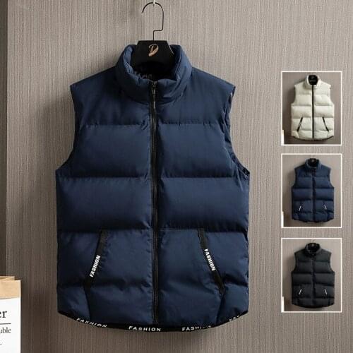 Casual Puffer Vest Male 2021 Winter New Fashion Chic Casual Hip Hop Loose Plus Size Stand All-match Solid Men Thicken Vest Trend