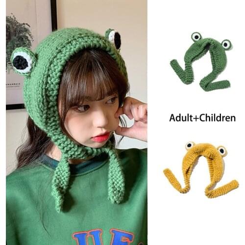 Frog Hat Beanies Knitted Winter HeadbandHat Hip-hop Knitted Hat Cap Costume Accessory Gifts Warm Winter Lovely Christmas Gorro