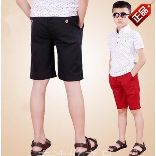 Boys Shorts 2019 Summer brand Casual kids Shorts soid Cotton elastic waist british style trouser for children pants size 4-16y