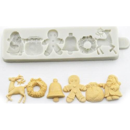 Santa Gingerbread Man Delicate Deer Gift Silicone Cake Mold Fondant Chocolate Mould Christmas cookies soap mold
