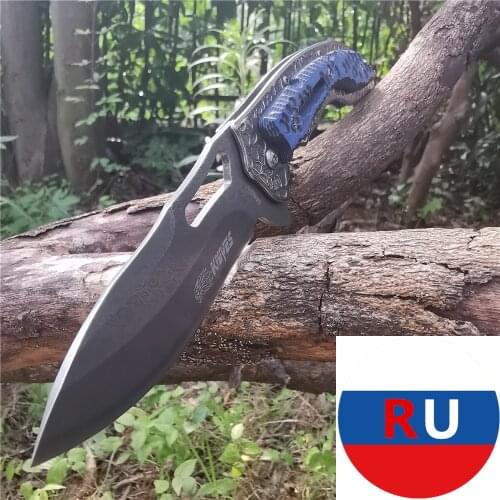 57HRC Fold Knife 8CR13MOV Blade G10 Handle Slicing Fruit Knives - Good for Hunting Camping Survival Outdoor and Everyday Carry