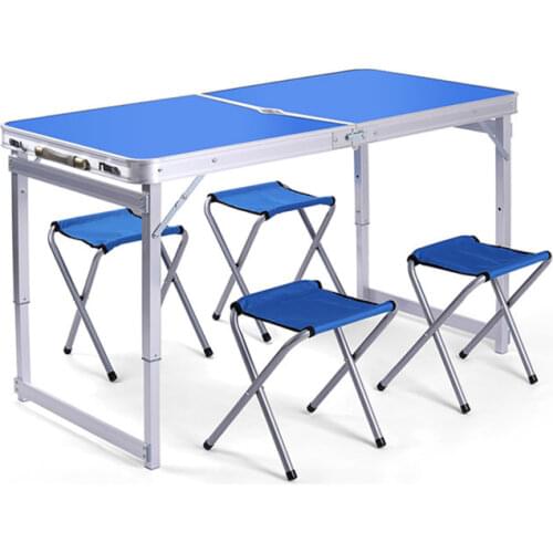 Outdoor Folding Table With 4PCS Stool Camping Aluminium Alloy Picnic Waterproof Ultra-light Durable Foldable Table Desk 120*60CM