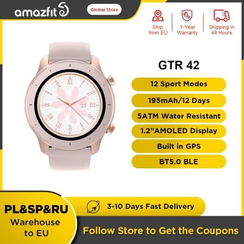 Amazfit GTR 42mm Smart Watch Womens Luxury Watches 5ATM Waterproof Smartwatch Music Control 12 Days Battery For Android IOS