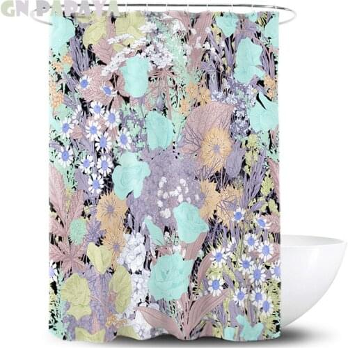 Tropical plant lack blue macrame Bath Curtains Waterproof Polyester Fabric retro Shower Curtains Screen with Hooks Accessories