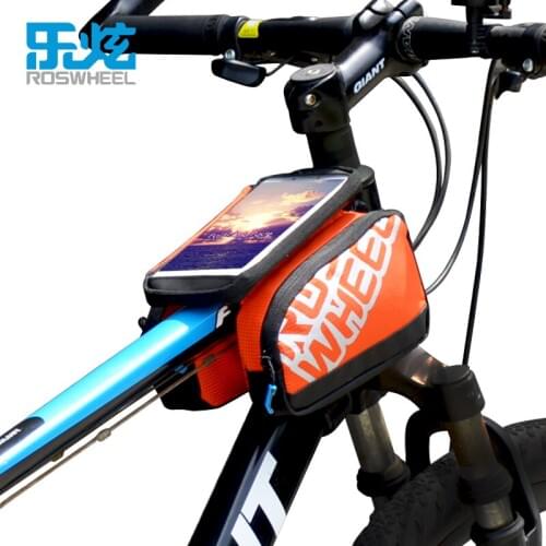 ROSWHEEL Bicycle Bag Bike Bicycle Front Top Tube Frame Pannier Double 5.5inch Touchscreen Pouch Riding Cycling LOHAS SERIES