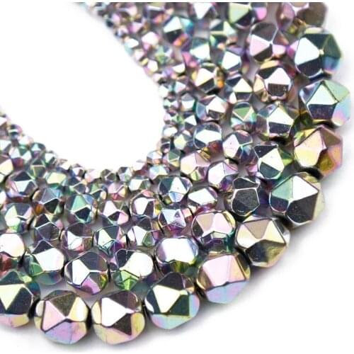 YHBZRET Light Purple Faceted Round Hematite Natural Stone beads 3/4/6/8/10MM Spacer Loose Beads for Jewelry Making Diy Bracelet