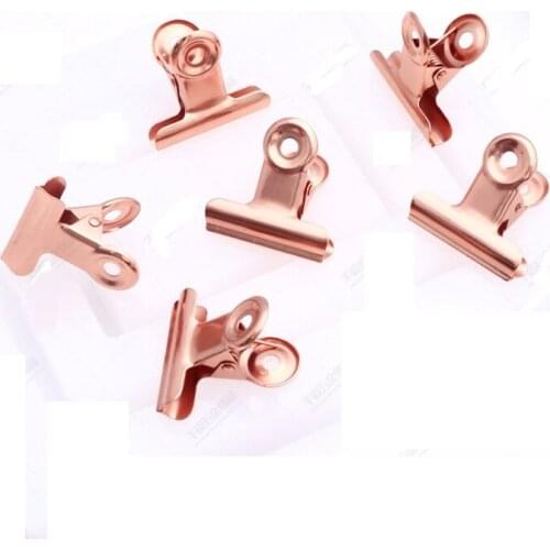 1000Pcs Round Metal Grip Clips Rose Gold Bulldog Clip Stainless Steel Ticket Clip Stationery Bills Metal Clip Office Supplies
