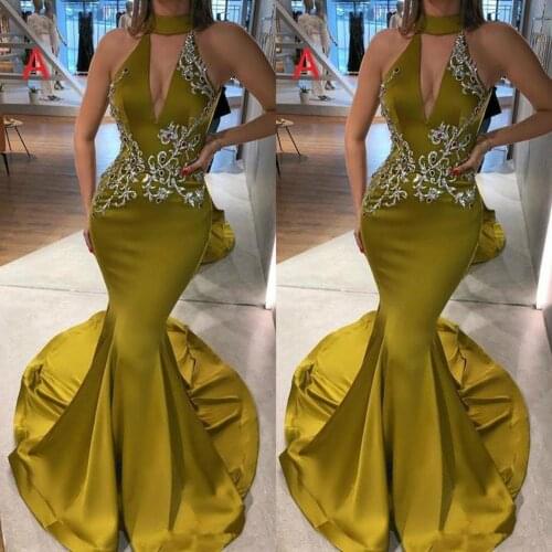 Beaded Green Mermaid Prom Dresses 2020 Deep V Neck Plus Size Long Evening Gowns Party Dress Special Occasion Dresses