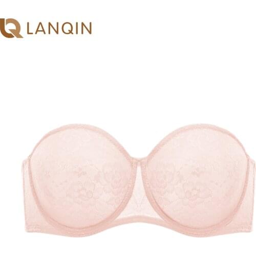 Womens Floral Lace Underwire Unlined Convertible Bralette Strapless Bra Plus Size