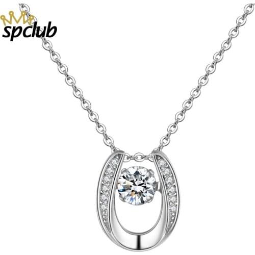 Elegant Created Crystal Zircon Pendant Necklace For Women Silver color Chain Wedding Party Top Quality Bijoux Jewelry