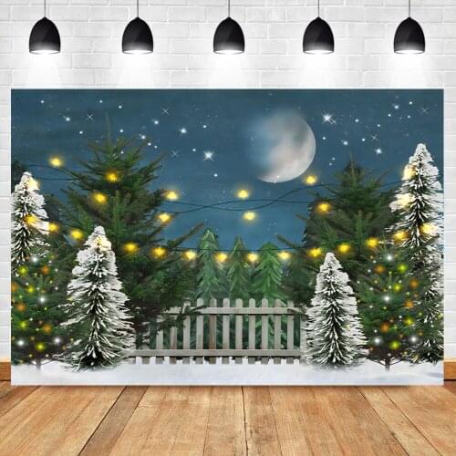 Winter Christmas Backdrop For Photography Glitter Lights Moon Stars Forest Party Family Shoot Photozone Photography Background