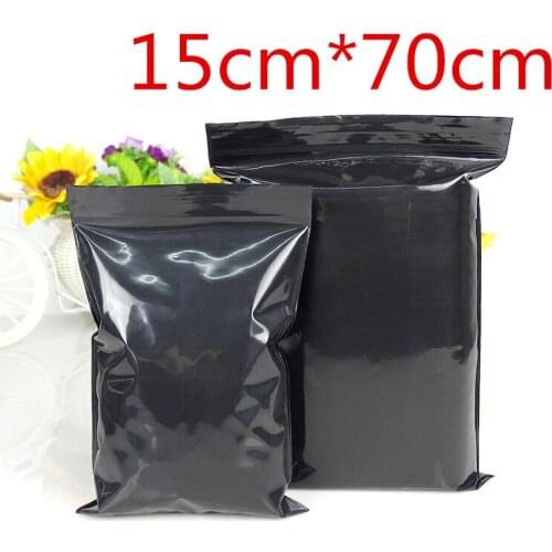 10Pcs/Lot 15cm*70cm Black Zip Lock Resealable Ziplock Grip Seal Plastic Retail Storage Bag Zipper Package Packing Poly Pouch