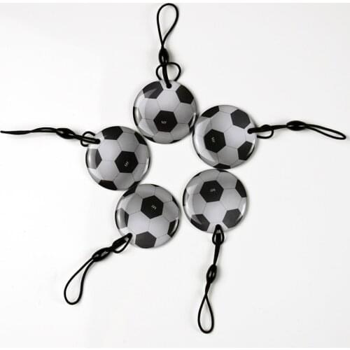 100 pcs/lot 125Khz Cartoon Writable Waterproof Epoxy Tags Proximity RFID Rewritable T5577 Football Key Card For RFID Copier