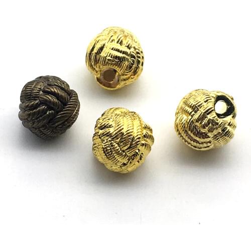 1000pcs/lot Round Like-metal ABS GOLD Hemp Button Imitation Ball Cheongsam Decorative Buttons for Crafts
