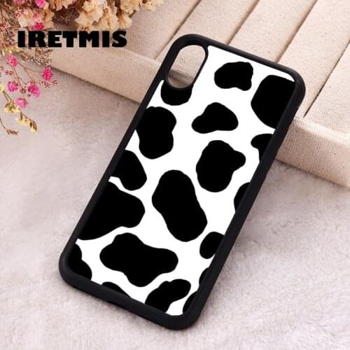 Iretmis 5 5S SE 2020 Phone Cover Case for iPhone 6 6S 7 8 Plus X Xs XR 11 12 Mini Pro Max Silicone TPU cow print