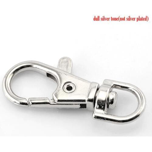 Doreen Box Lovely 30PCs Silver Color Lobster Swivel Clasps for Key Ring 38x16mm(1 4/8"x5/8") (B21490)