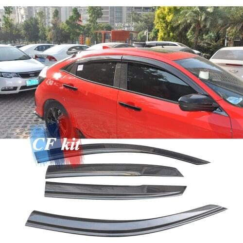 Carbon Fiber Window Visor Vent Sun Shade Rain Guard For Honda CIVIC FK7 FK8 Hatchback 2016 - up Car Styling