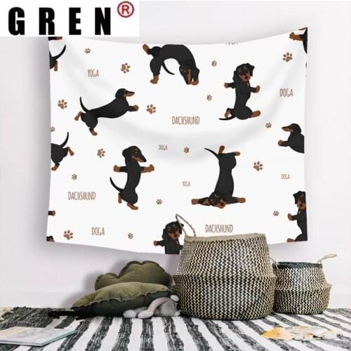 GREN Lovely kung Fu Dog Tapestry Hanging Covering Rugs Background Cloth Beach Mat Blanket Art Bedroom Living Home Decor