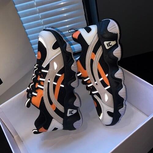 Women Daddy Shoes Lace Up Thick Bottom Mesh Shallow Female Sneakers Patchwork Comfort Leisure Ladies Vulcanized Shoe New Fashion