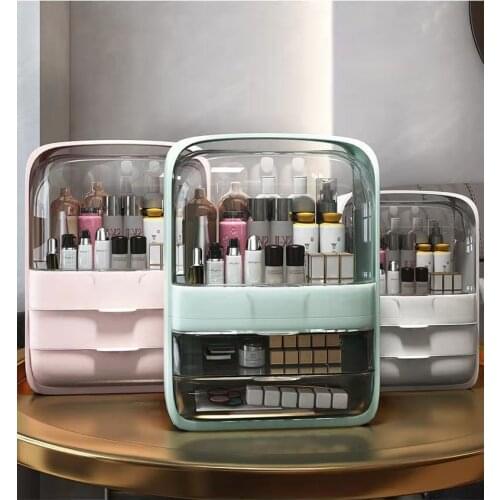 Fashion New Makeup Organizer Large Capacity Waterproof and Dustproof Bathroom Cosmetic Storage box Desktop Beauty Storage Drawer