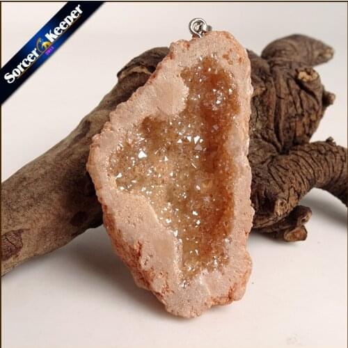 Irregular Natural Stone Pendulum Gold Plating Rainbow Crystal Druzy Pendants Sparkling Charms Necklace For Jewelry Making YS934