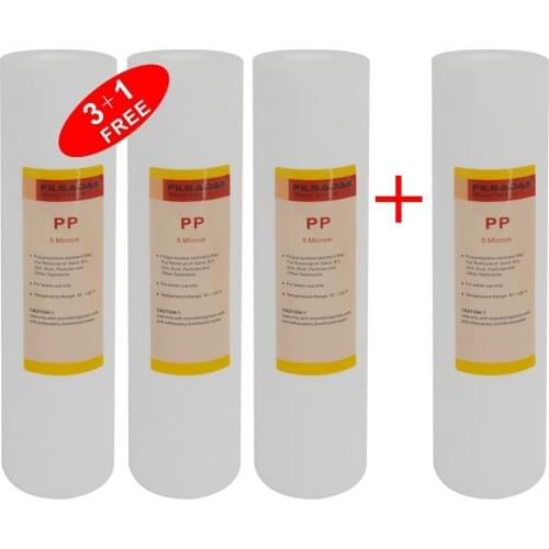 Sediment Replacement Water Filter 5 Micron,10-inch x 2.5-inch,for Under Sink and Reverse Osmosis System(3+1FREE)