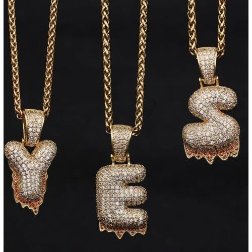 Shiny Pave Zircon A-Z Letter Charms Initial Pendant Necklaces for Women Men Stainless Steel Chain Unisex Hip Hop Jewelry Collars