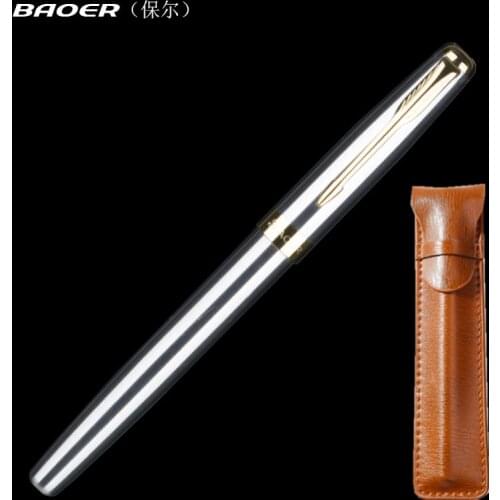 Baoer 388 luxury Writing Ink Pen 0.5mm Nib Metal Fountain pen Stainless steel metal pen Stationery Office school supplies
