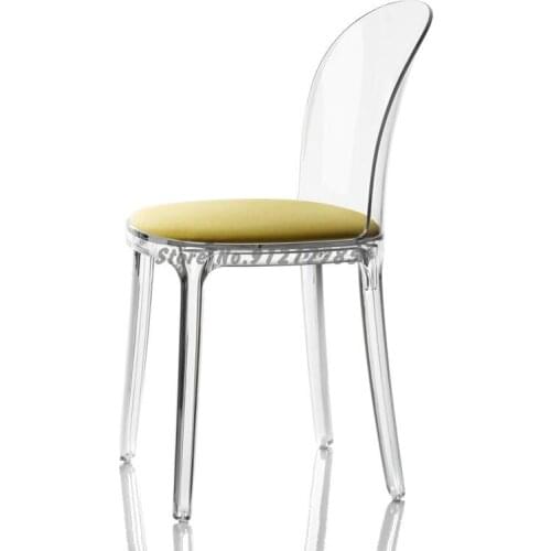 Transparent Chair European Acrylic Leisure Creative Soft Package Dining Chair Simple Modern Plastic Crystal Backrest Makeup Chai